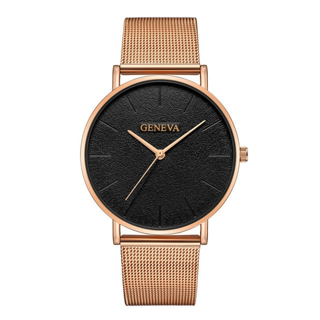 Hot Sale Ultra-thin Women's Watch 2019 Men's Watch Luxury Saat Rose Gold Mesh Stainless Steel Women's Watches Female Male Clock