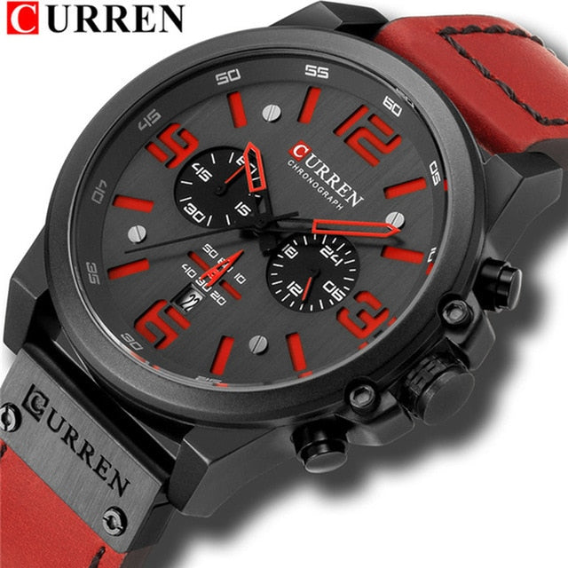 CURREN Top Luxury Brand Men's Military Waterproof Leather Sport Quartz Watches Chronograph Date Fashion Casual Men's Clock 8314