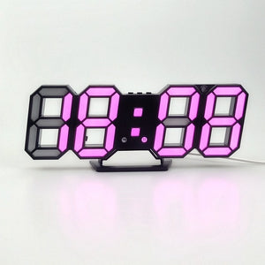 3D LED Wall Clock Modern Digital Alarm Clocks Display Home Kitchen Office Table Desk Night Wall Watch 24 Or 12 Hour Display