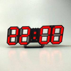 3D LED Wall Clock Modern Digital Alarm Clocks Display Home Kitchen Office Table Desk Night Wall Watch 24 Or 12 Hour Display