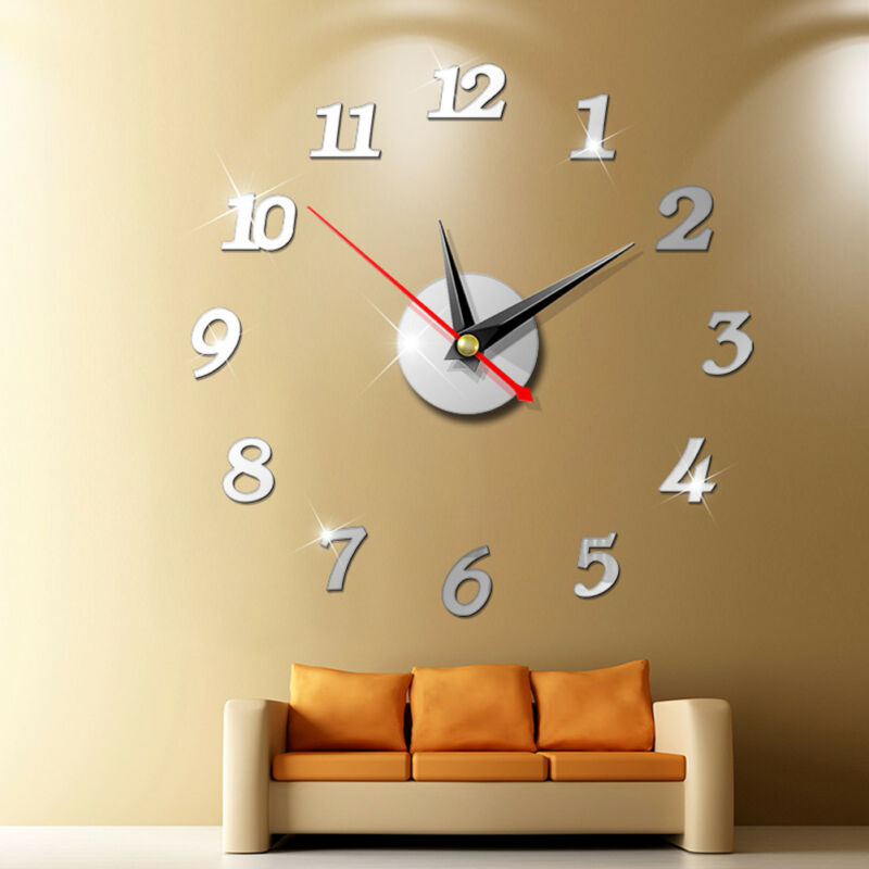 2019 New Clock Watch Wall Clocks 3D DIY Wall Clock Acrylic Mirror Stickers  Home Decoration Living Room Quartz Needle