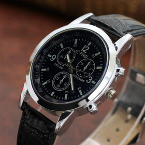 Fashion Faux Leather Mens Men's Watch Leather Military Casual Luxury Brand Quartz Wristwatches Stainless Business reloj hombre