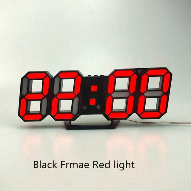 3D LED Wall Clock Modern Design Digital Table Clock Alarm Nightlight Saat reloj de pared Watch For Home Living Room Decoration