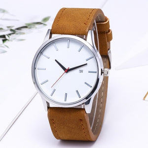 relogio masculino Men's Watch Complete Calendar Wristwatch Brown Leather Quartz Sport Watch Men Clock Gents Watches reloj hombre