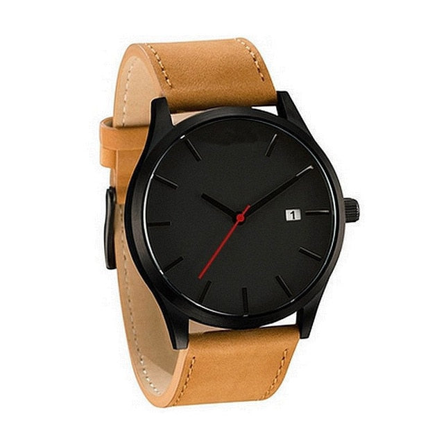 relogio masculino Men's Watch Complete Calendar Wristwatch Brown Leather Quartz Sport Watch Men Clock Gents Watches reloj hombre