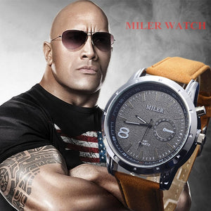 Miler Men Watches Top Brand Fashion Men's Leather Wrist watch Quartz Mens Watch Male Clock relogio masculino erkek kol saati