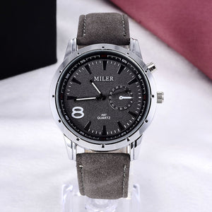 Miler Men Watches Top Brand Fashion Men's Leather Wrist watch Quartz Mens Watch Male Clock relogio masculino erkek kol saati