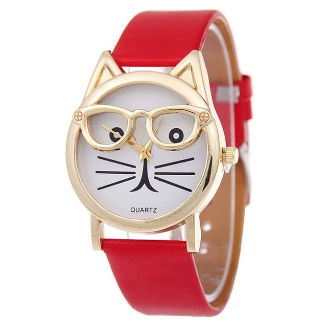 Cute Cat Women's Quartz Watches Kids Wristwatch Gifts Relogio Feminino Clock Women Ladies Dress Watches NewN