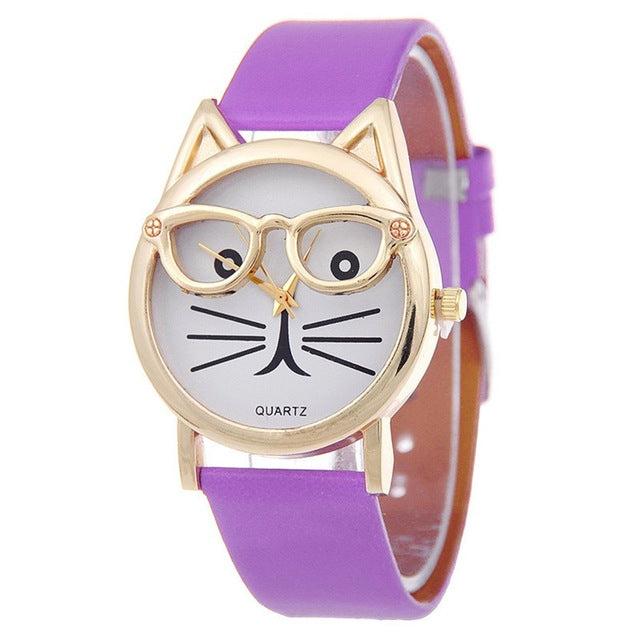 Cute Cat Women's Quartz Watches Kids Wristwatch Gifts Relogio Feminino Clock Women Ladies Dress Watches NewN