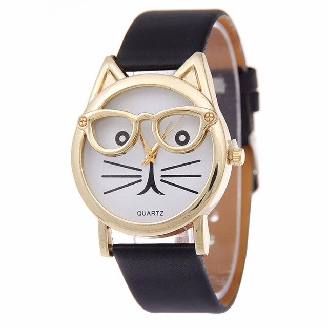 Cute Cat Women's Quartz Watches Kids Wristwatch Gifts Relogio Feminino Clock Women Ladies Dress Watches NewN