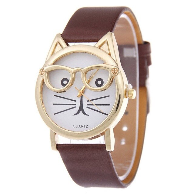 Cute Cat Women's Quartz Watches Kids Wristwatch Gifts Relogio Feminino Clock Women Ladies Dress Watches NewN