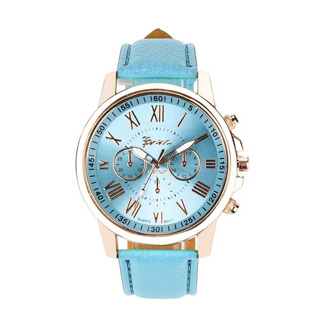 Geneva 2019 Women's Roman Numerals Watch Fashion Band Faux Leather Analog Quartz Watch Best Selling Dropshipping relogio Q