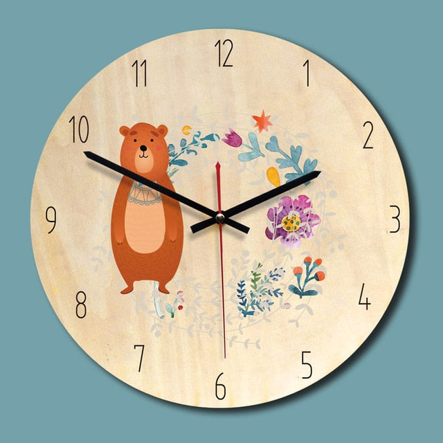 M.Sparkling Wooden Creative Wall Clock Living Room Mute Clocks Children`s Room Wall Decoration Wall Watches Relogio De Parede