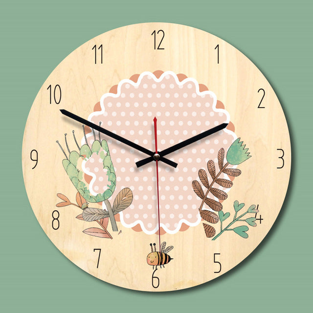 M.Sparkling Wooden Creative Wall Clock Living Room Mute Clocks Children`s Room Wall Decoration Wall Watches Relogio De Parede