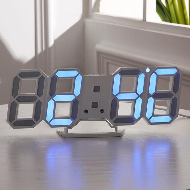 3D LED Wall Clock Modern Digital Alarm Clocks Display Home Kitchen Office Table Desk Night Wall Watch 24 Or 12 Hour Display