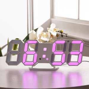 3D LED Wall Clock Modern Digital Alarm Clocks Display Home Kitchen Office Table Desk Night Wall Watch 24 Or 12 Hour Display