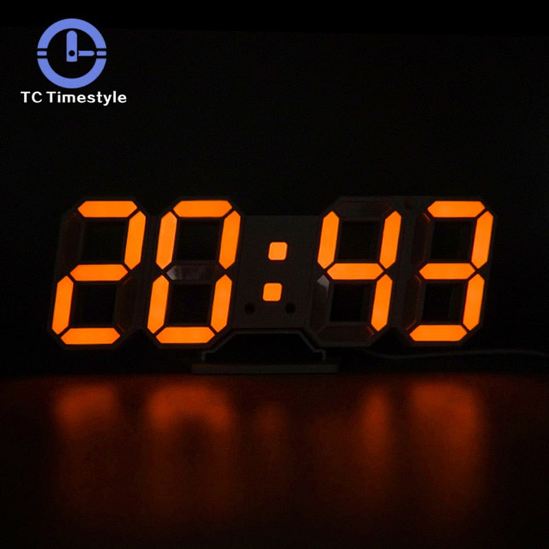 3D LED Wall Clock Modern Digital Alarm Clocks Display Home Kitchen Office Table Desk Night Wall Watch 24 Or 12 Hour Display