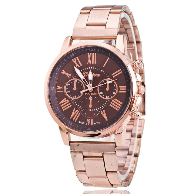 2019 New Famous Brand Geneva Rosy Gold Casual Quartz Watch Women Full Stainless Steel Dress Watches Relogio Feminino Hot Clock