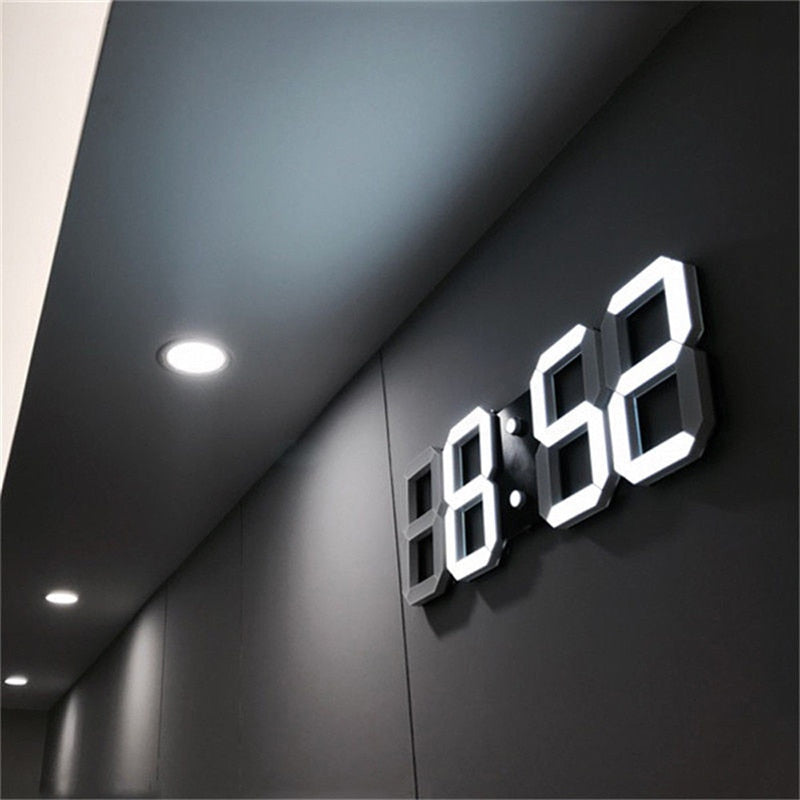 3D LED Wall Clock Modern Design Digital Table Clock Alarm Nightlight Saat reloj de pared Watch For Home Living Room Decoration